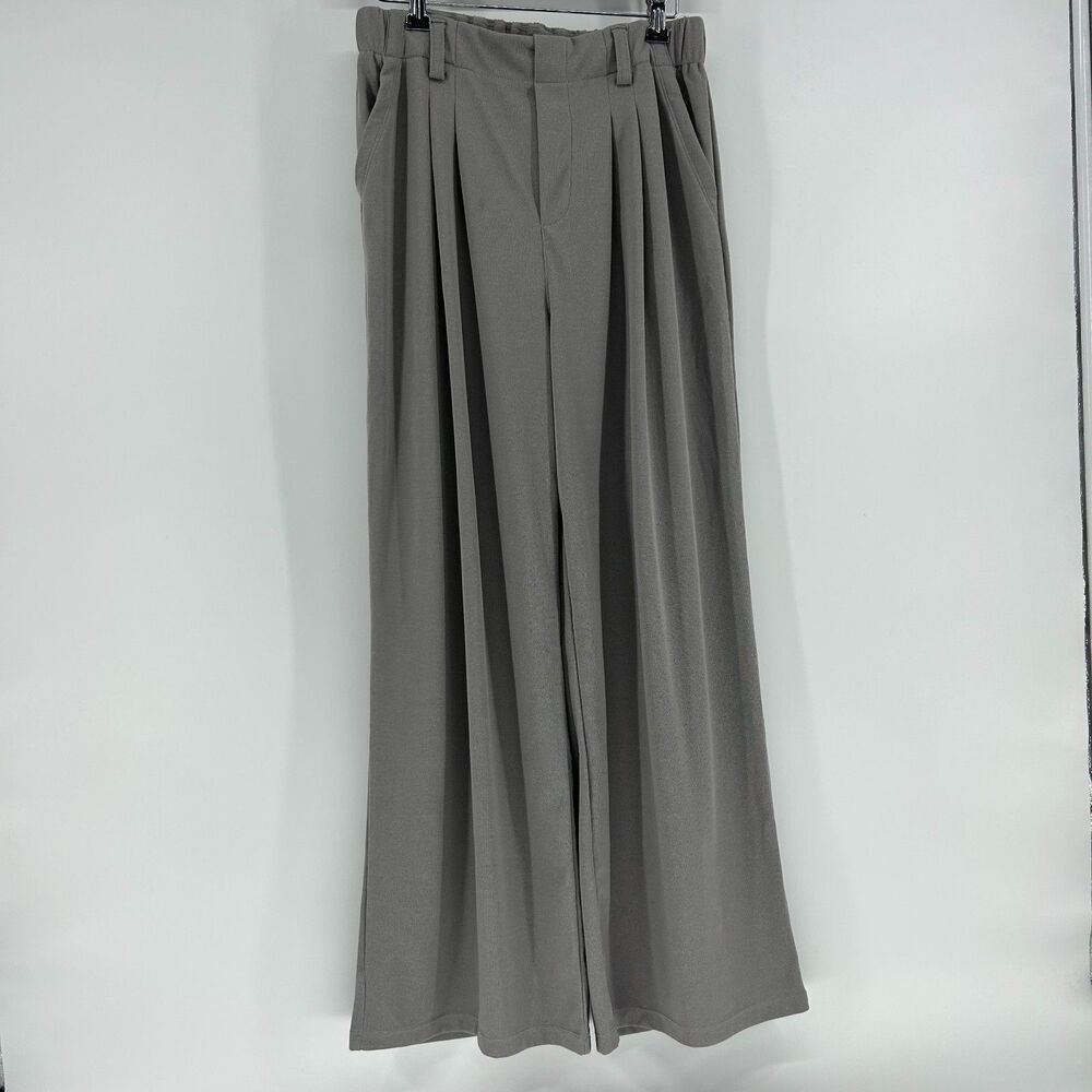 NWT Halara Flex High Waisted Waffle Work Pants Women's M Regular Gray Wide Leg